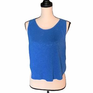 Forever 21 Blue Ribbed Crop Tank Top
